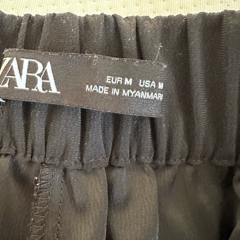 Zara Sz: M  Black Wide Leg Cropped Pull On Sailor Pant Large Button Accent - Picture 7 of 12